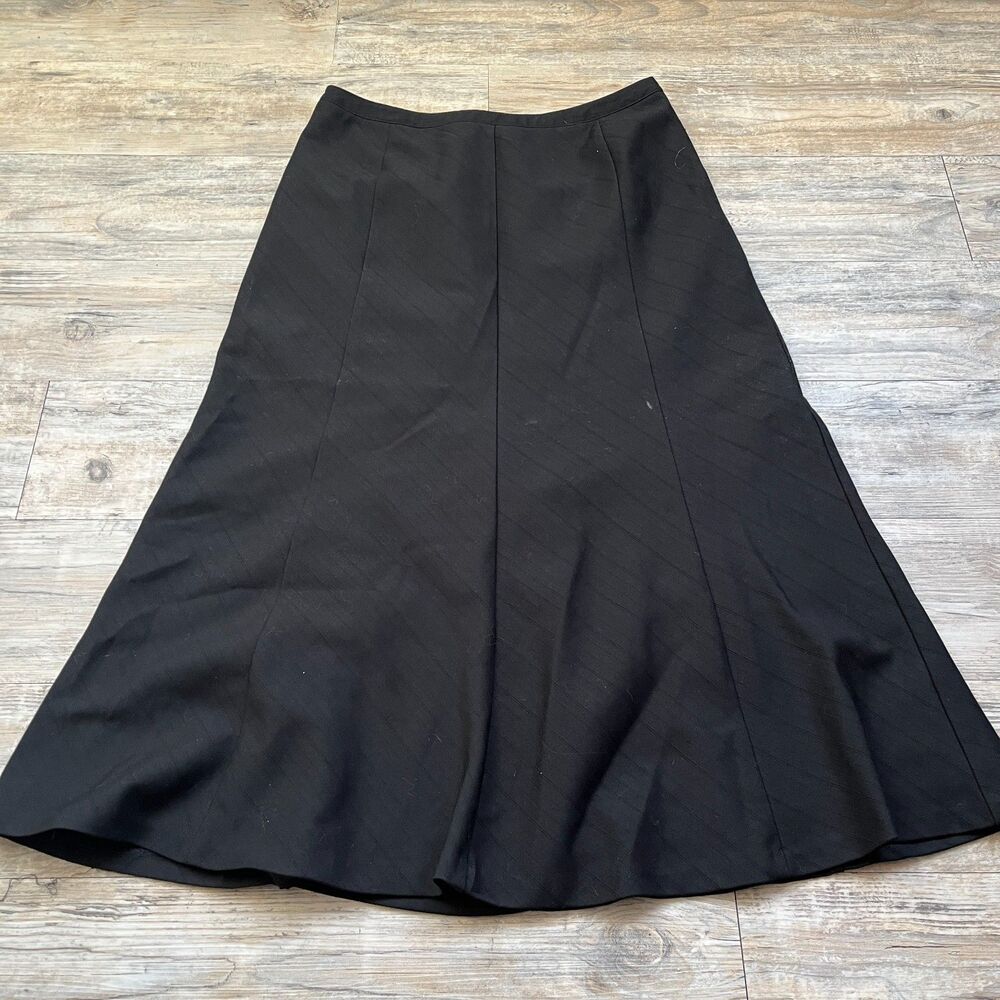 East 5th Midi Skirt Medium Black Pinstripe Vintage Work Attire Whimsygoth Zip
